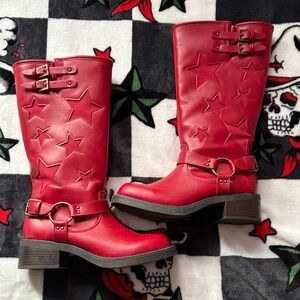 No Boundaries Red Heeled Boots